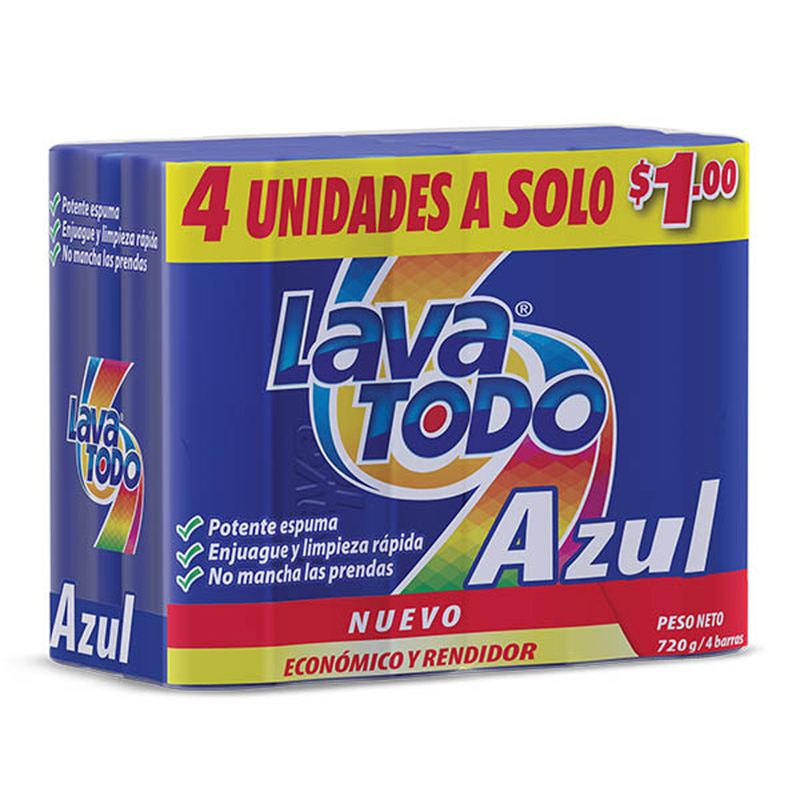 Jabón para lavar ropa azul Lava Todo 6 180 g 4 uni - Tía Ecuador